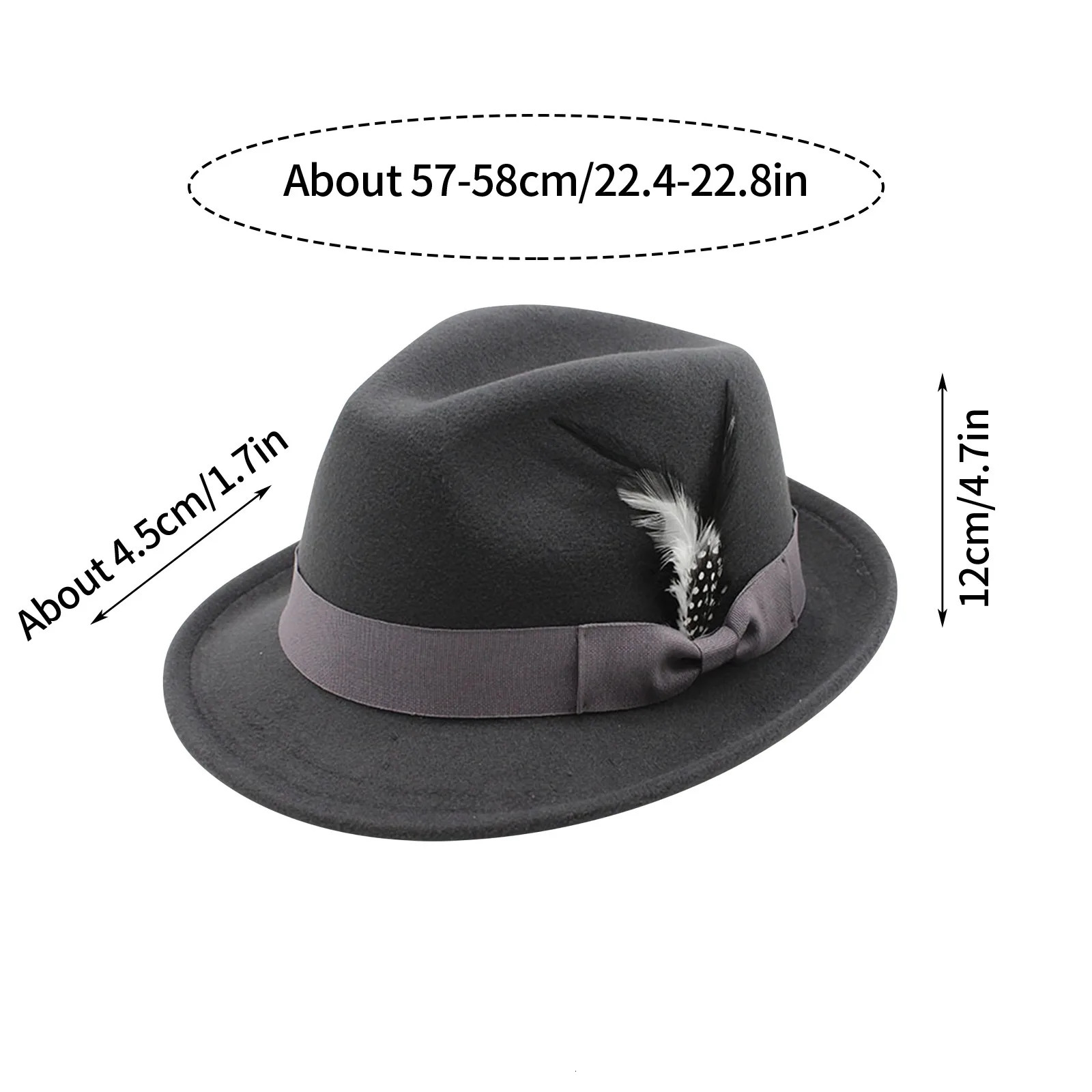 Mens Classic Solid Color Fedora Feather Decoration Elegant Gentleman Style Jazz Hat Suitable for Party and Dance Hall Venues 250605