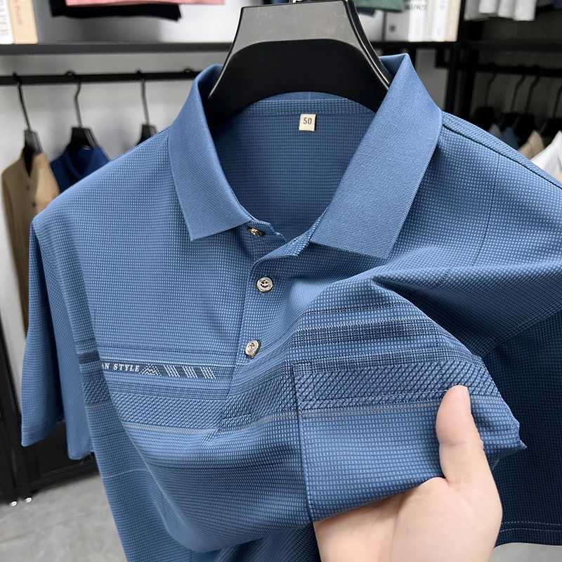 Retro Mens Short Sleeve Polo Shirt Summer Fashion Pocket Stripe High-end Custom Design Comfortable Cotton Top Casual T-shirt XJ250605