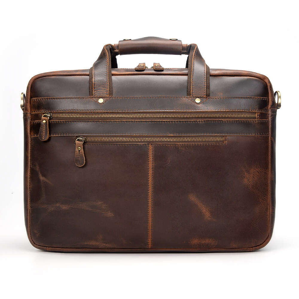 Genuine Leather Fashion Handbag 17inch Laptop Briefcase Men's Large Capacity Travel Bag for Business Trips