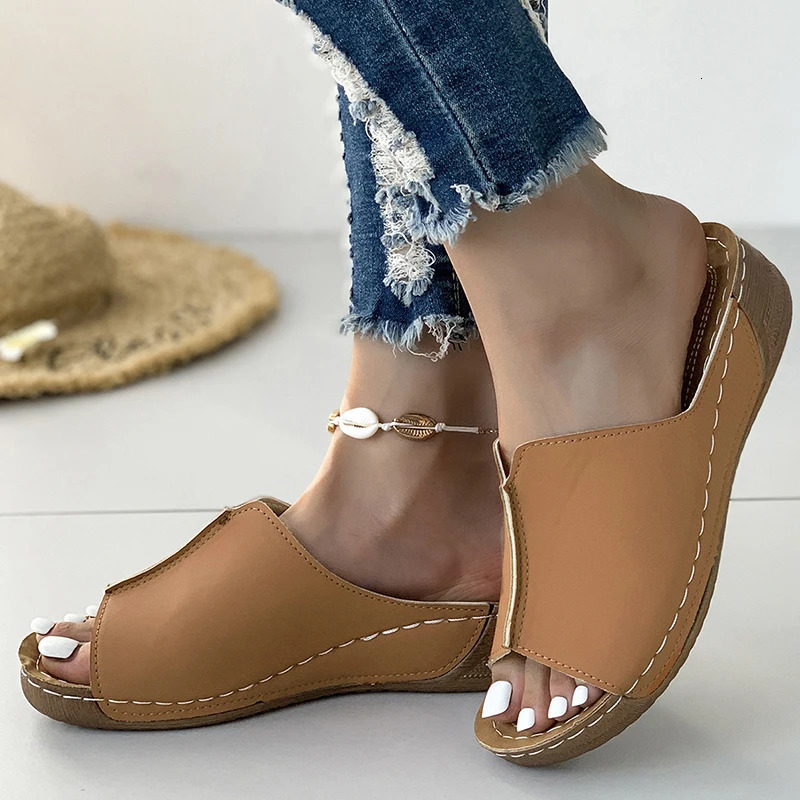 Women Shoes Sandals Summer Party Walking Slip On Ladies Wedge Woman Casual Female Footwear Slippers Woman 250605
