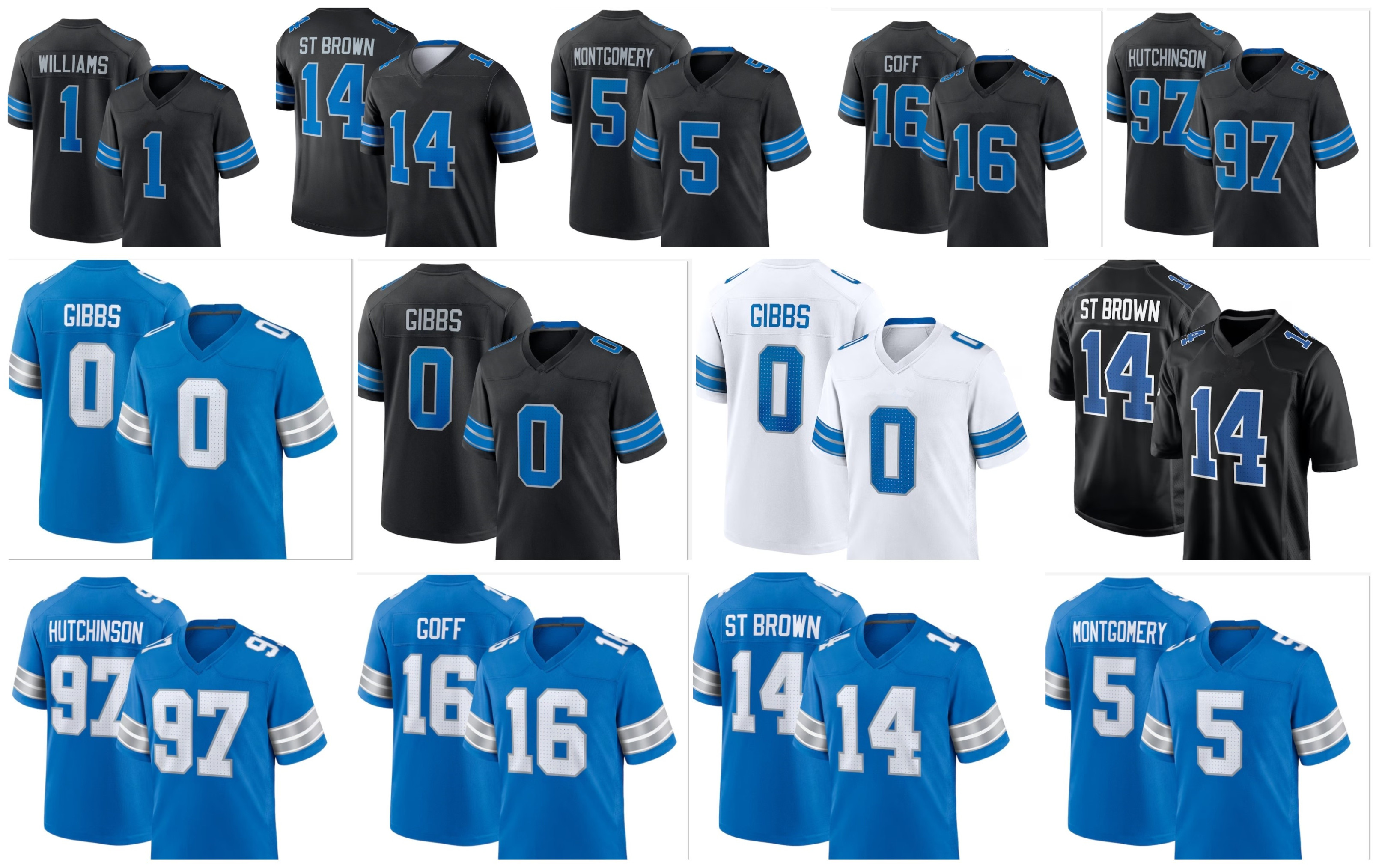 lionsjersey 0 Jahmyr Gibbs Amon-Ra St Brown Detroitly Lionns Football Jersey Sam LaPorta Barry Sanders Jared Goff Jameson Williams Campbell Anzalone Montgomery