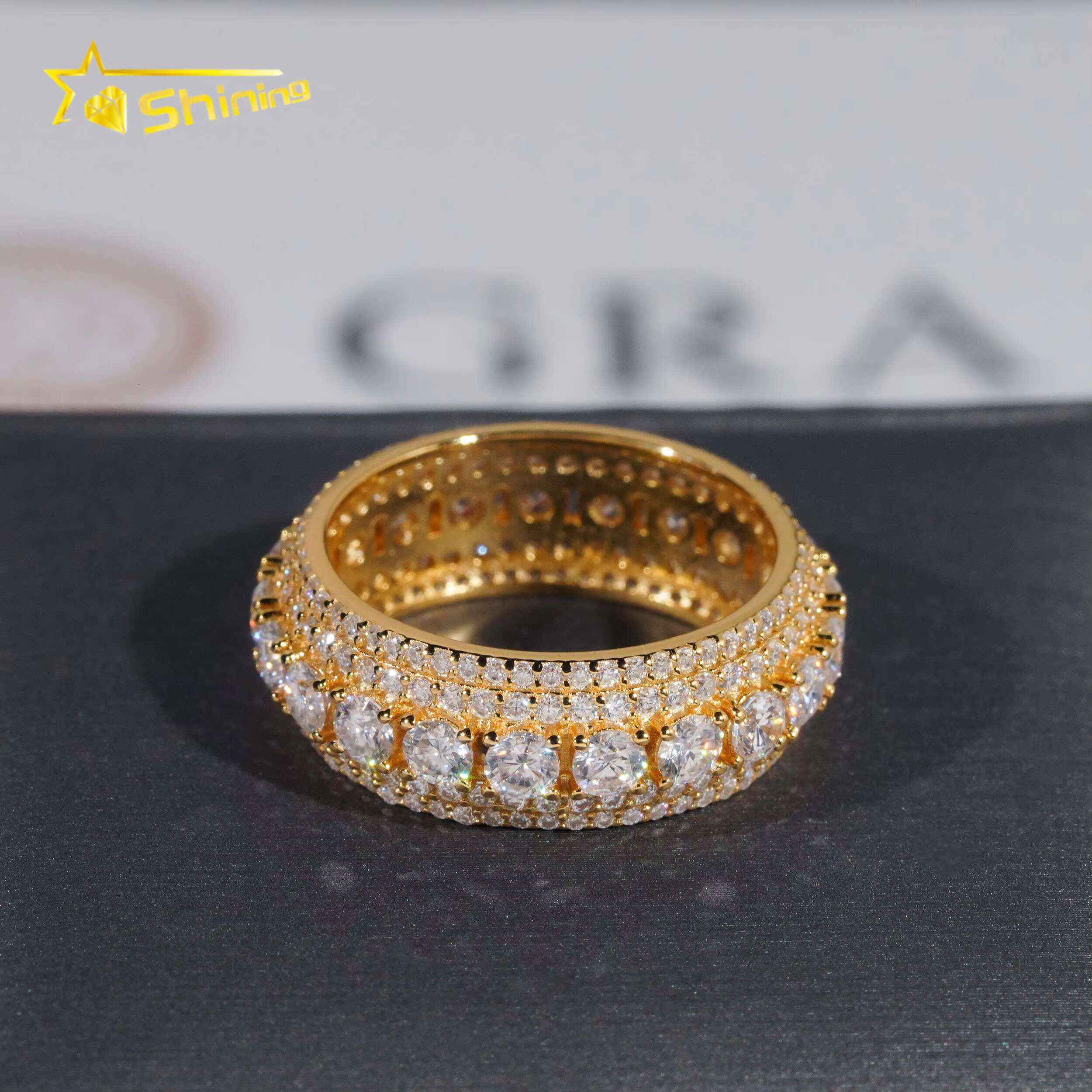 925 Sterling Silver Moissanite Jewelry Iced Out Hip Hop Men Full Diamond Ring Custom Fashion Moissanite Ring