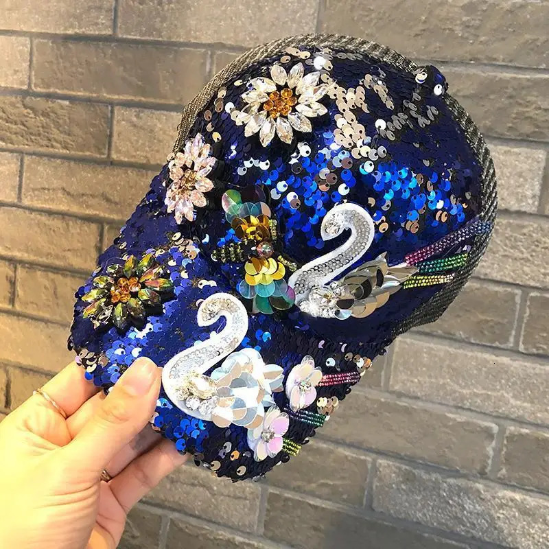 Diamond Sequin Duckbill Hat for Shading Outdoor Sun Hat Reflective Summer Thin Womens Breathable Summer Womens Baseball Cap 250603