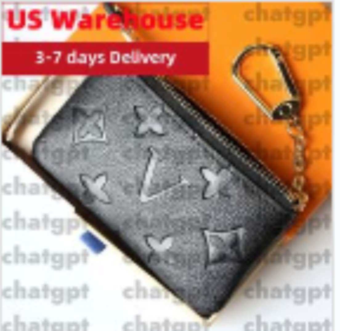 Luxury Designer With box Key Pouch Wallet Leather Card Holders Purse CLES Fashion Women Men Key Ring Credit Coin Purses Mini Wallets Charm Brown Canvas