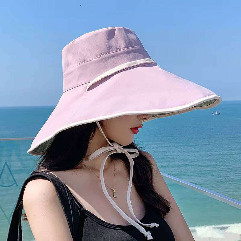 Wholesale Beach Sun Ladies Summer UV protection Sunscreen Foldable Big Brim Sun-proof Hat