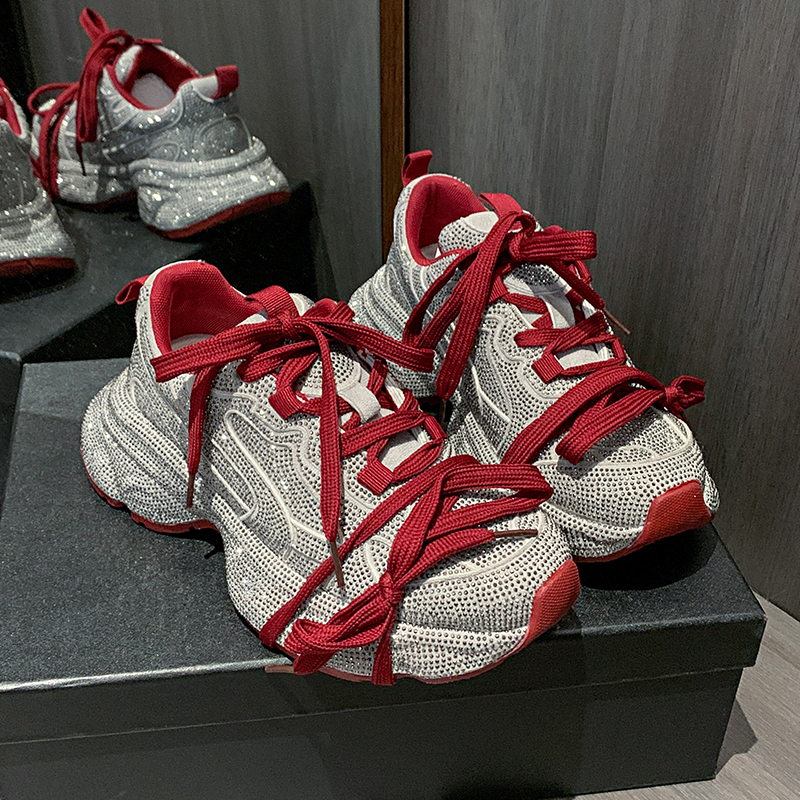 Brand Designer Women Sneakers Thick Bottom Platform High Heel Casual Trainers Mixed Color Runway Casual Shoes Outdoor Luxury Diamond Running Shoes Lar