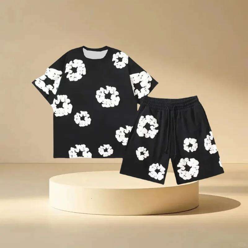 2025Summer Beach Pants Casual Haruku Y2 American Kapok 3D Printed Flower Vacation Outdoors Kids Men Male Shorts