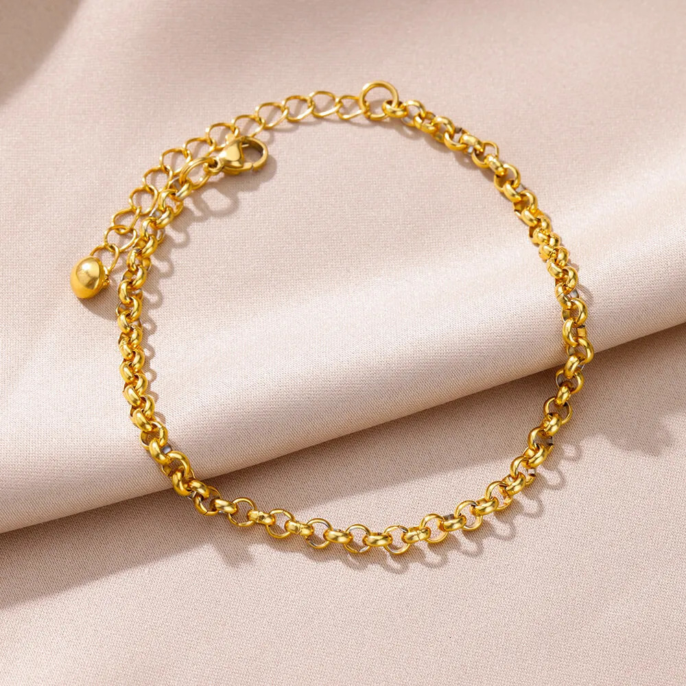Anklets for Women Stainless Steel Gold Color Chain Anklet Female Summer Beach Accessories Foot Leg Bracelets Fashion Jewelry 250528