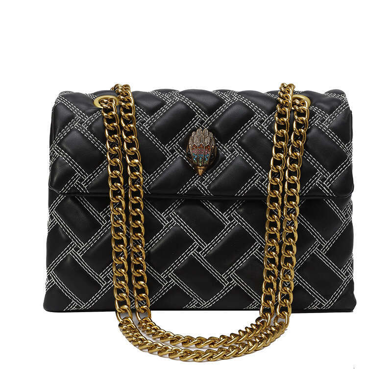 Spring Summer Small Square Color-Block Quilted Chain Eagle Head Women's Light Luxury Shoulder Crossbody Bag