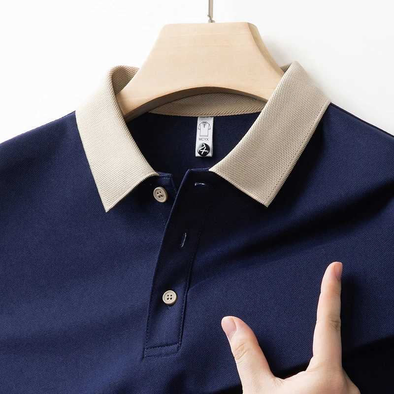 High Quality Brand Lapel T-shirt Solid Color High-end Casual Mens Short Sleeved Polo Shirt TopXJ250605