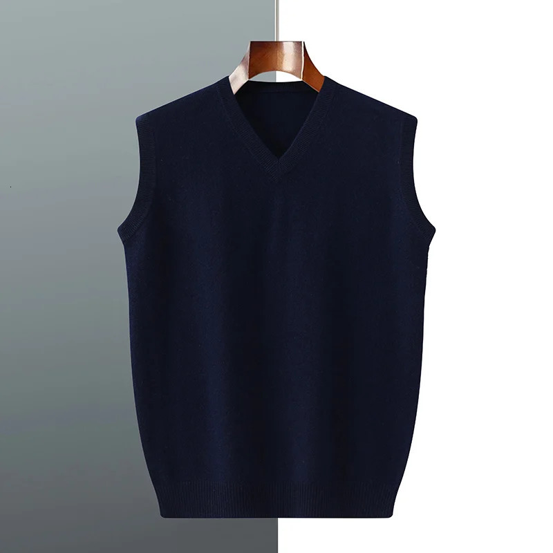 2024 Autumn and Winter Men cashmere vest Sleeveless Cashmere Vest Solid Color Knitted Waistcoat 250605Z