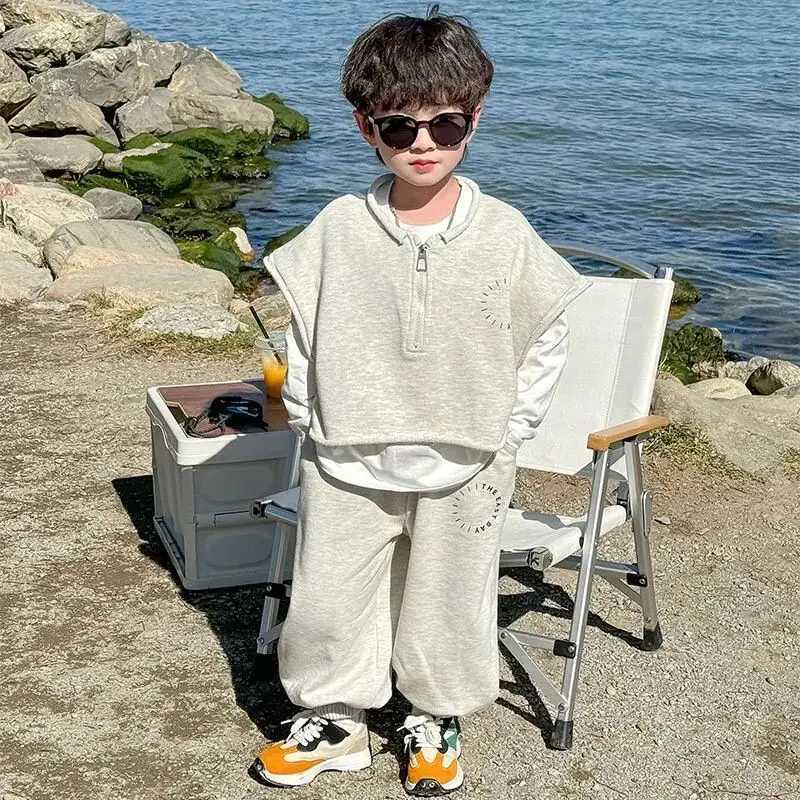 Boys Clothing Set New Childrens Spring Pullover Foreigner Sports Set Boys Korean Edition Handsome 3 Piece Set R250605