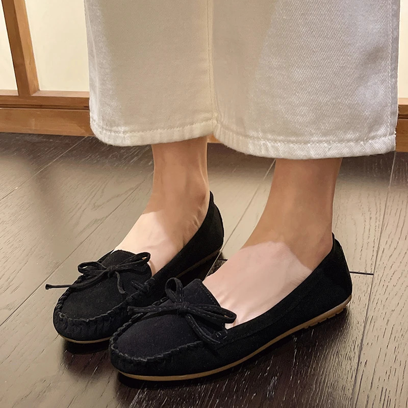 Women Loafers Slip on Ladies Flats Shoes Spring Autumn Casual Flat Shoes Leather Cashmere Single Shoes Plus Siz 250603