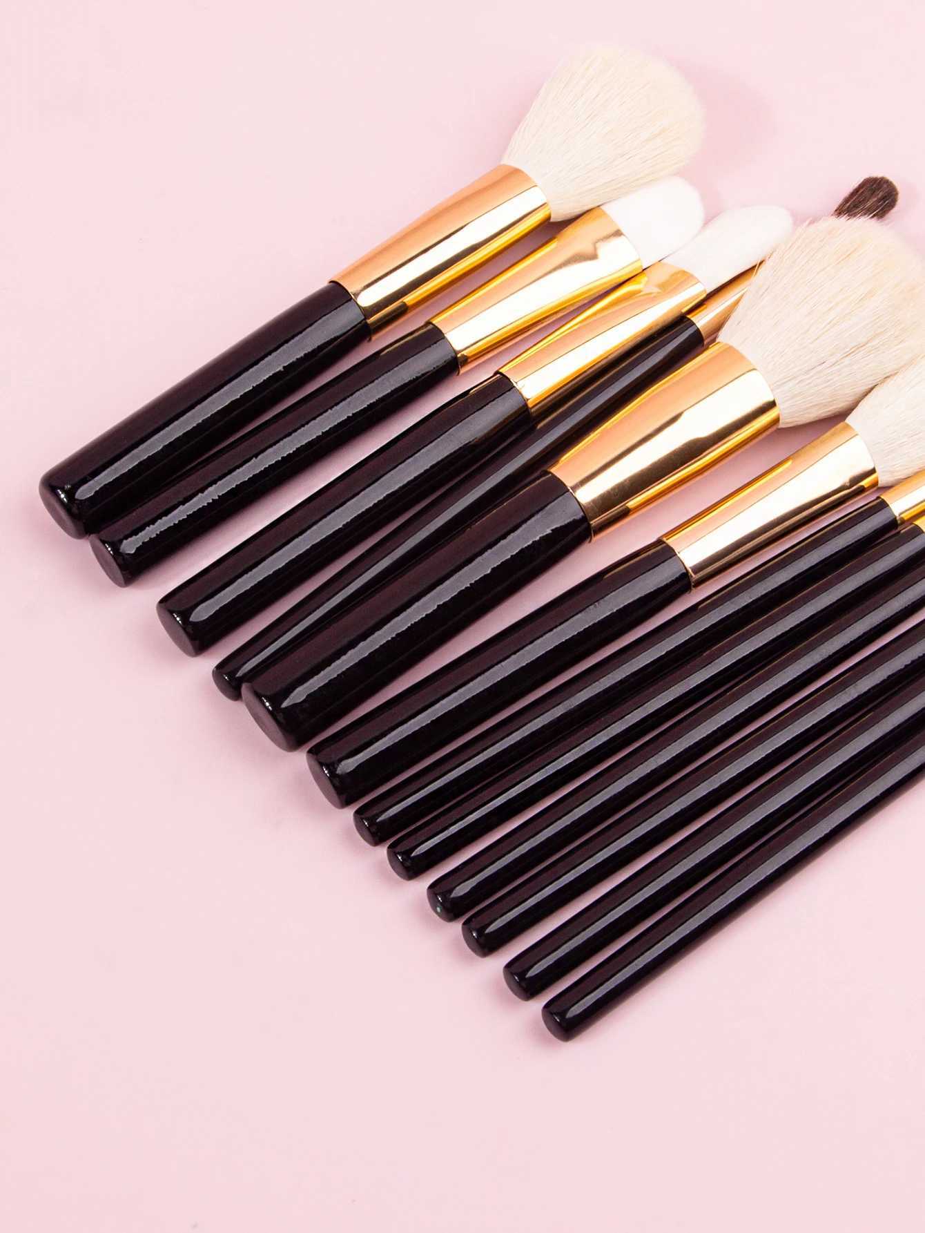 12 Pcs Goat Hair Black Color Makeup Brushes Set Cosmetic Powder Eye Shadow B Blending Beauty Make Up Maquiagem W250605
