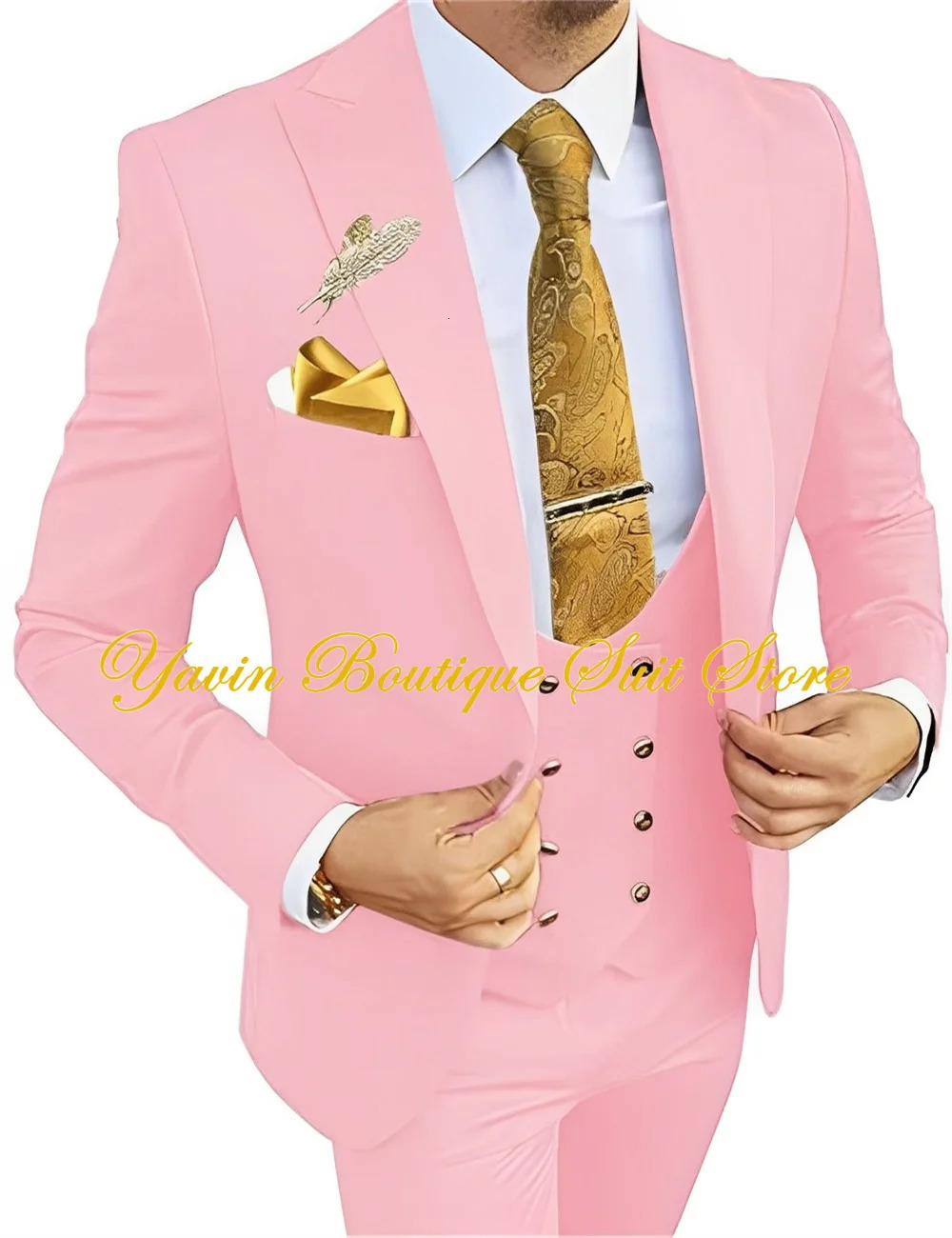 Wedding Mens 3-piece Suit Set Slim Fit Jacket Pants Vest Groom Tuxedo Formal Blazer Elegant Suit for Men 250530