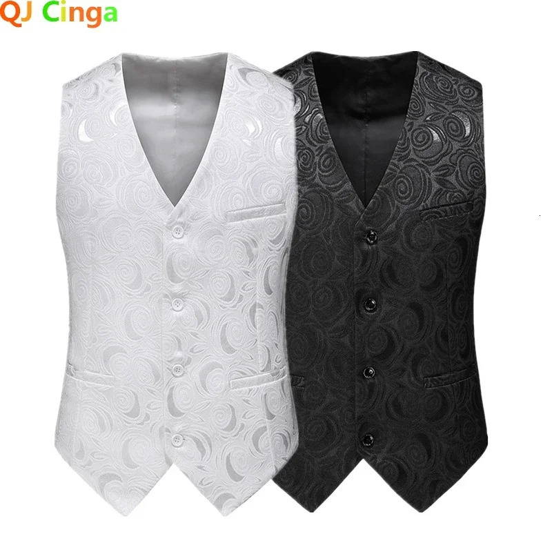 Mens Sleeveless Waistcoat Singlebreasted Vneck Business Vest Wedding Party Men Vests Blue Red Black Asian Size M6XL 250605Z