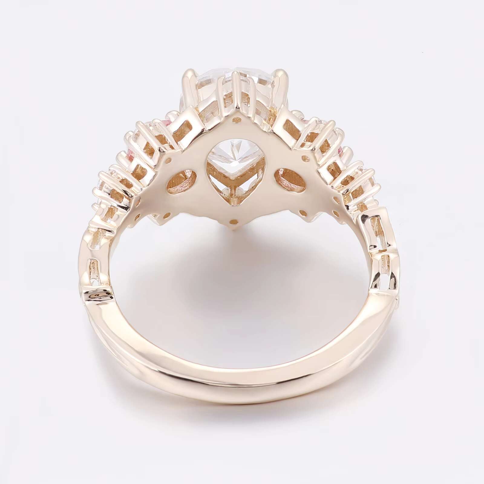 Vintage 14k Yellow Gold Cluster Pear Shape 2 Ct DEF High Quality Moissanite Ring Womens Fine Jewelry Provence Wedding Ring