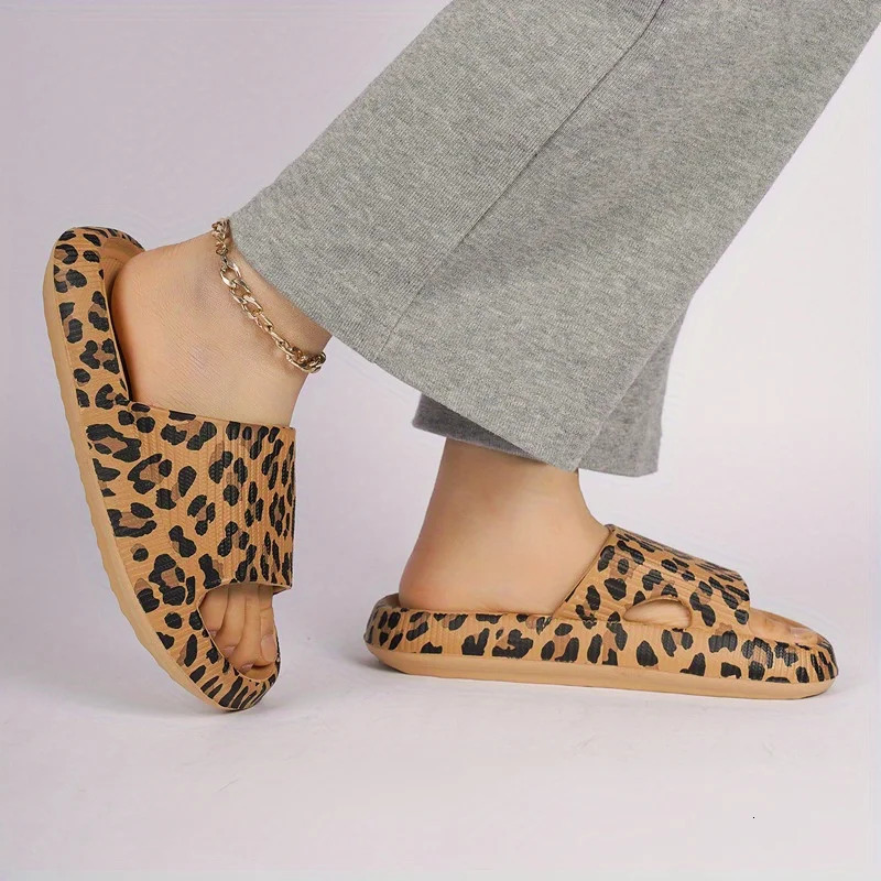 Unisex Summer Slippers Thick Sole Indoor Home EVA Leopard Print Slippers Costume Props 250605
