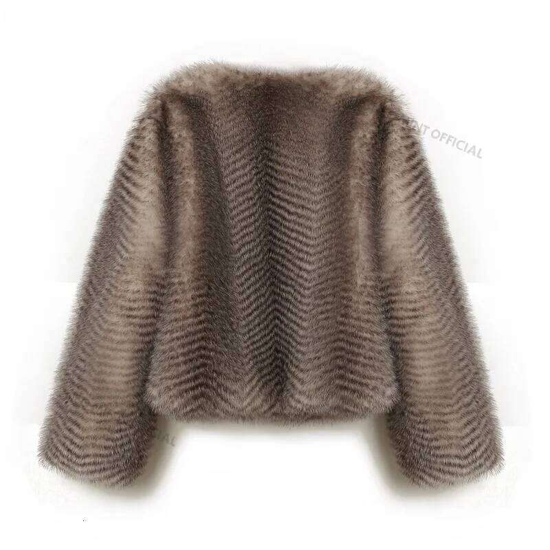 Neo Mint Brand Furry Cropped Faux Coat Women Winter 2024 Iconic Street Fashion Week Girls Fluffy Short Fur Jacket