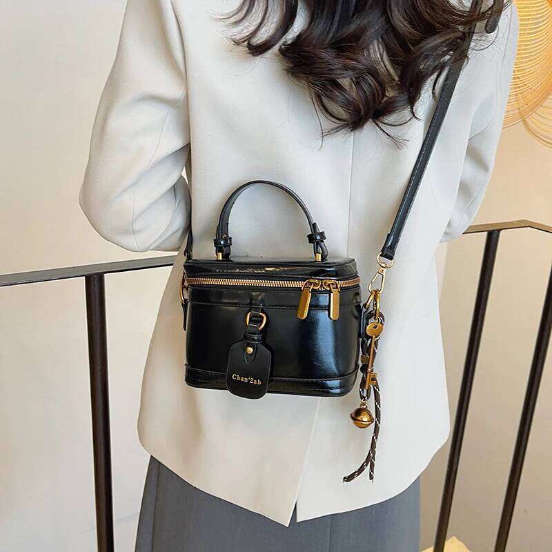 Women Crossbody Retro Pu Leather Phone Square Box Bag Versatile Zipper Mini Bucket Fashion Texture Top Handle Handbag