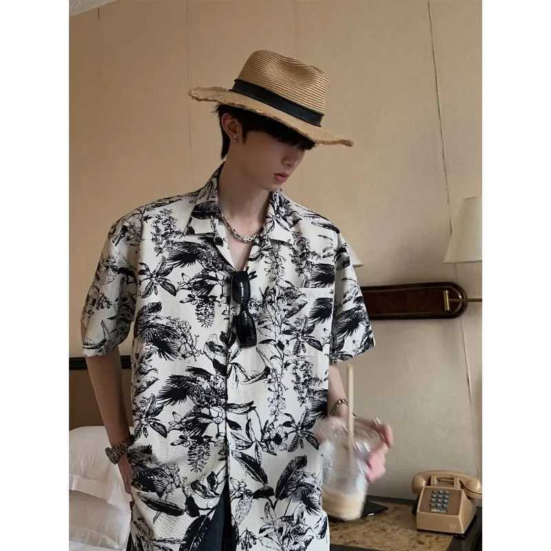 Summer Top Korean Loose High-end Draped Short-sleeved Shirt Mens Fashion Handsome XJ250605