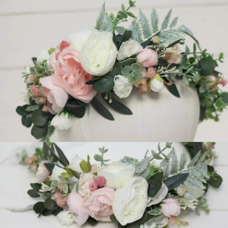 Women Wedding Flower Wreath Crown Festival Headband Women Hair Accessories Headdress Girl Floral Garland Wedding Floral Headwear 250530