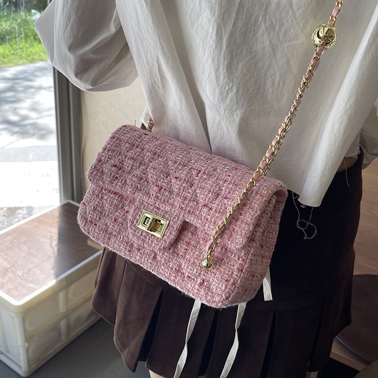Designer Bag Canvas Retro Red Medium Rhombus Chain Outdoor Leisure Travel Multiple Compartments Spacious Textured Crossbody