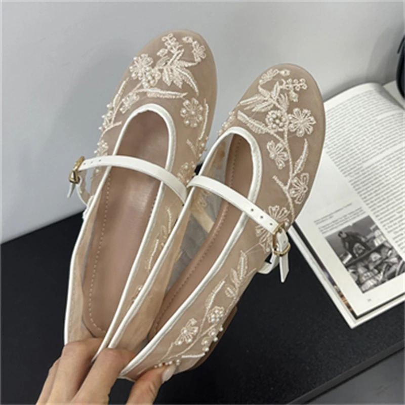 Aneikeh Fashion Spring n Embroidery Flowers Flat Casual Ballet Dance Shoe Mary Jane Mules Sandals 2025 Summer 250603