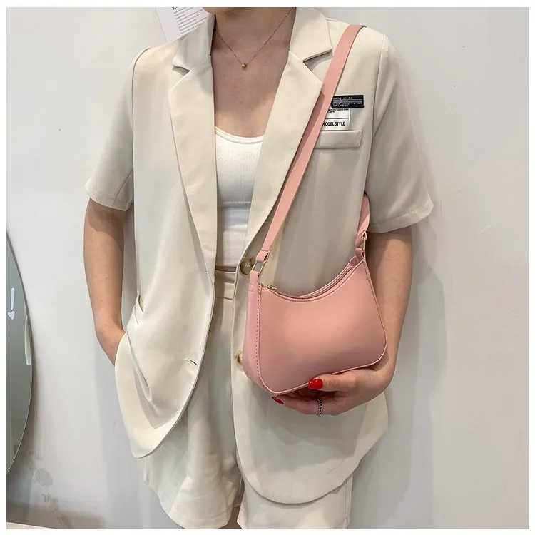 2024 New Womens Fi Handbags Solid Color PU Leather Shoulder Underarm Bag Casual Women Hobos Handbags XJ250605