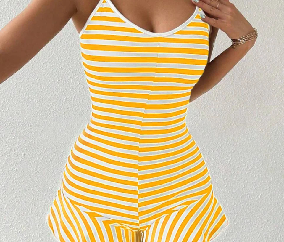 Elegant and casual slim fit French ruffle edge jumpsuit for women 250604