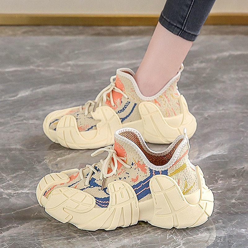 Thick-Soled Dad Shoes for Women, Designer casual shoes All-Season 2025, Thick-Soled, Foot-Slimming, Ins Style, Breathable, Non-Slip, Casual Sneakers