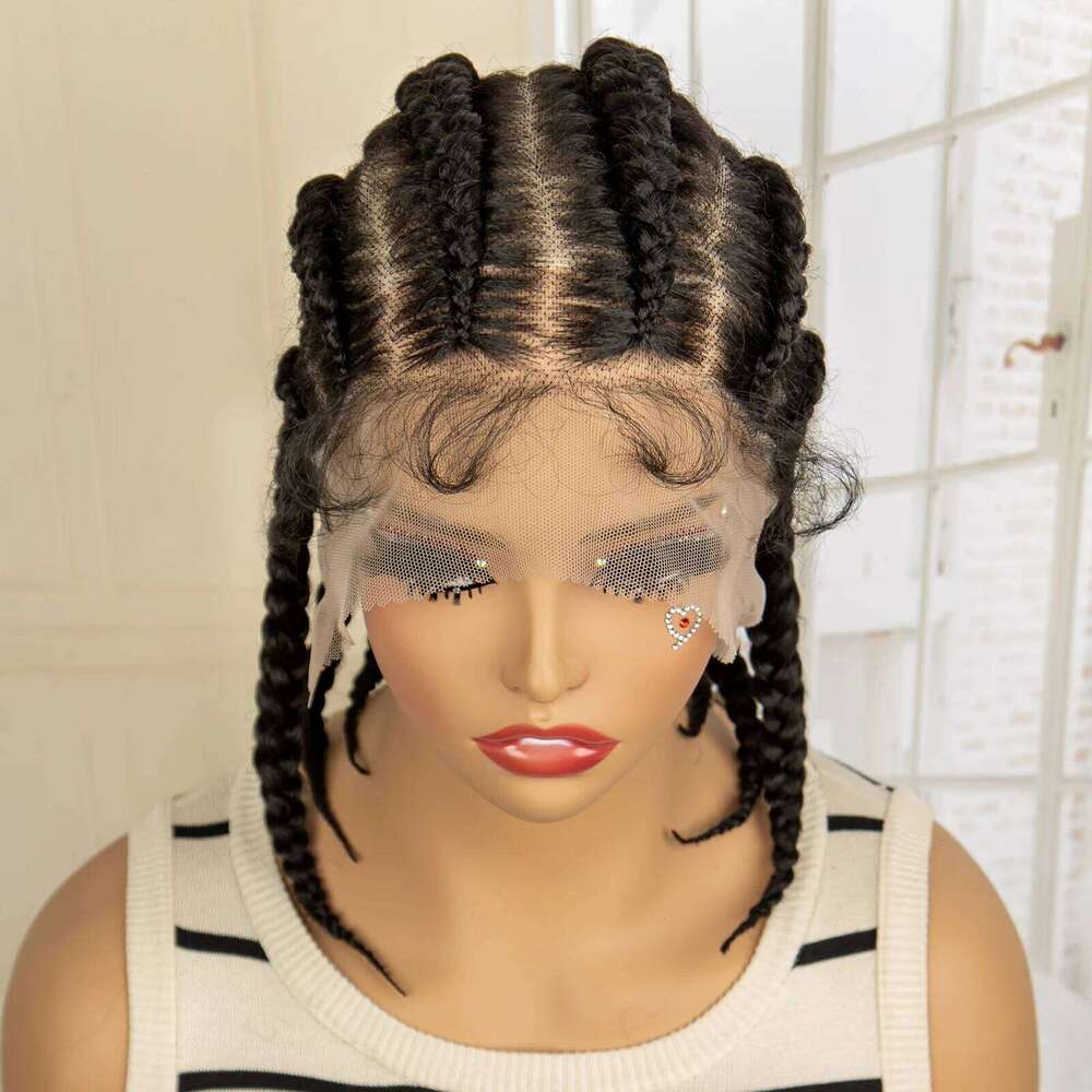 Synthetic Full Braids Jumbo Knotless Box Braid Lace Wigs 14 inches Short Cornrow Braiding Wig