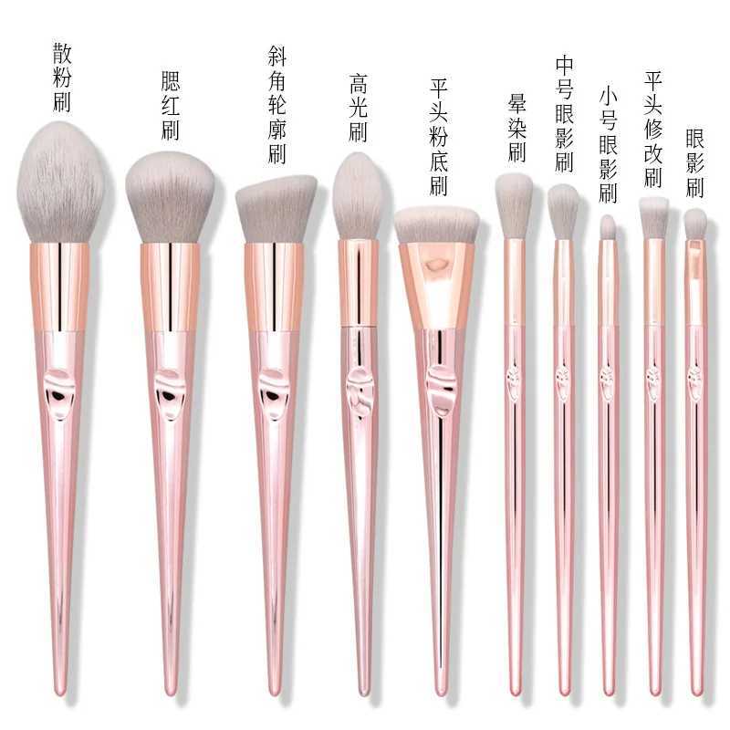 10 Makeup Brush Set Thumb Handle Large Powder Brush Beauty Tools Wet N Wild Eyeshadow Brush Laser Portable Brush BagW250605