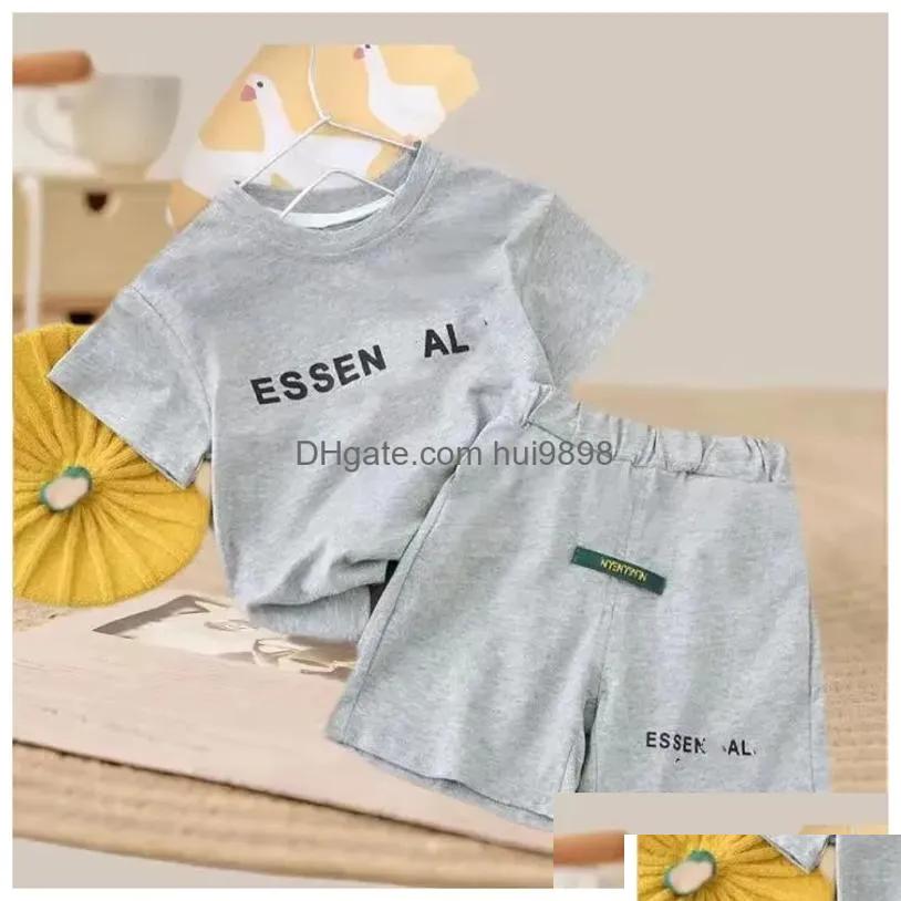 Clothing Sets 2024 Fashion Brand Summer Designers Clothes Cotton Baby Leisure Sports Boy Girls Tshirt Shorts Kids Outfits 16 Years D Dhrux