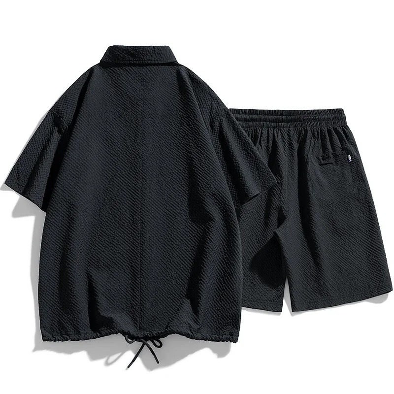 T Shirt Men Suit Shorts Tshirt Set Bubble Oversize 6XL 7XL 8XL Plus Size Short Sleeve Summer Tshirts Breathable Fashion Loose 250604