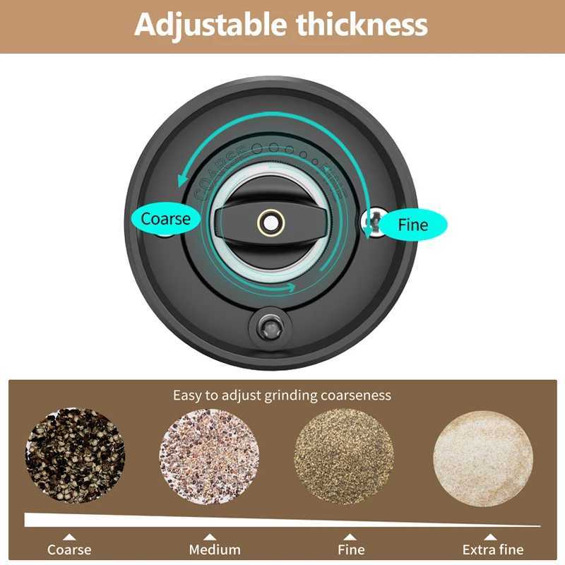 Electric Pepper Grinder Stainless Steel Salt And Pepper Grinder USB Rechargeable Adjustable Coarseness Spice Mill Kitchen Tool X250605