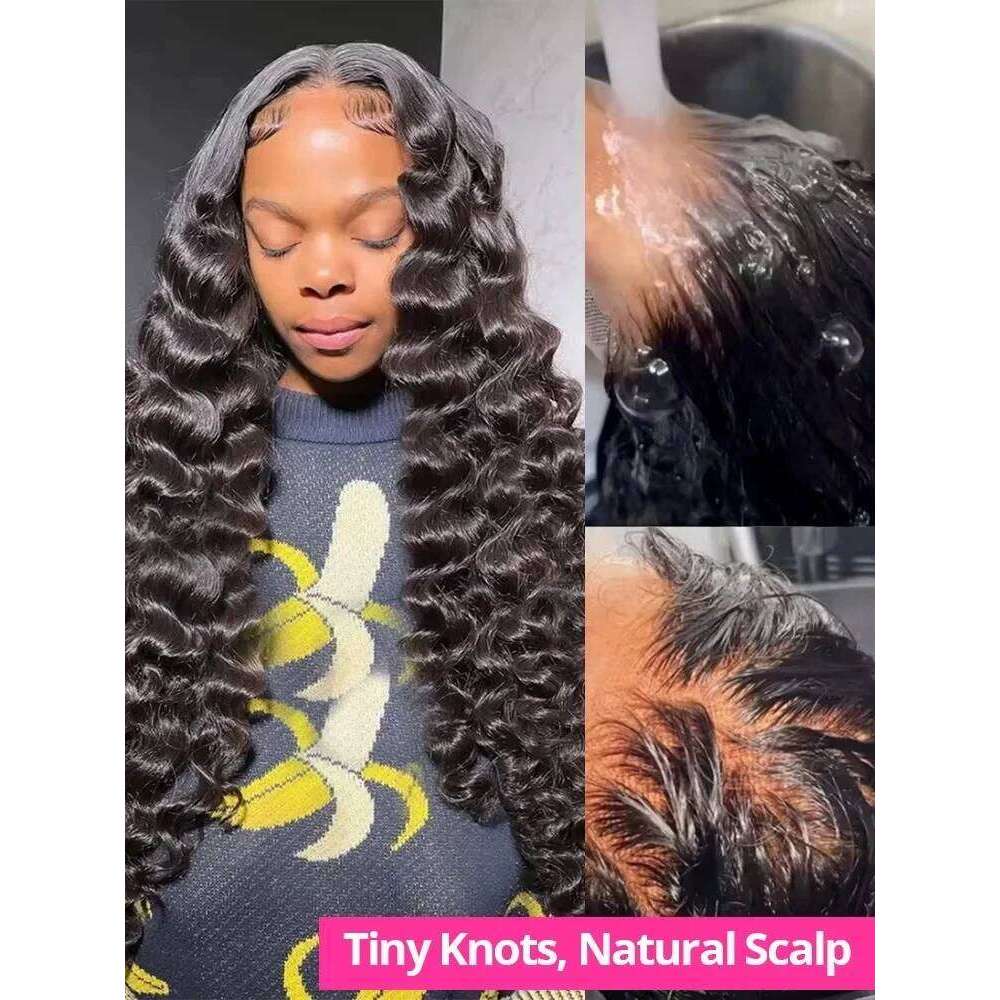 42 30 Inch Loose Deep Wave 13x6 HD Frontal Human Hair Curly Wigs Transparent 13x4 Lace Front Wig For Women 250 Density