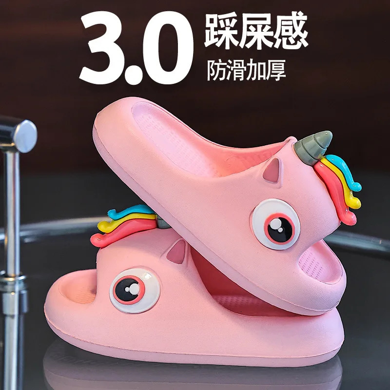 Unicorn 3D Girls Boys Slippers Summer EVA Bath Pool Children Slippers Waterproof Soft Sole Non Slip Kids Beach Shoes 250604