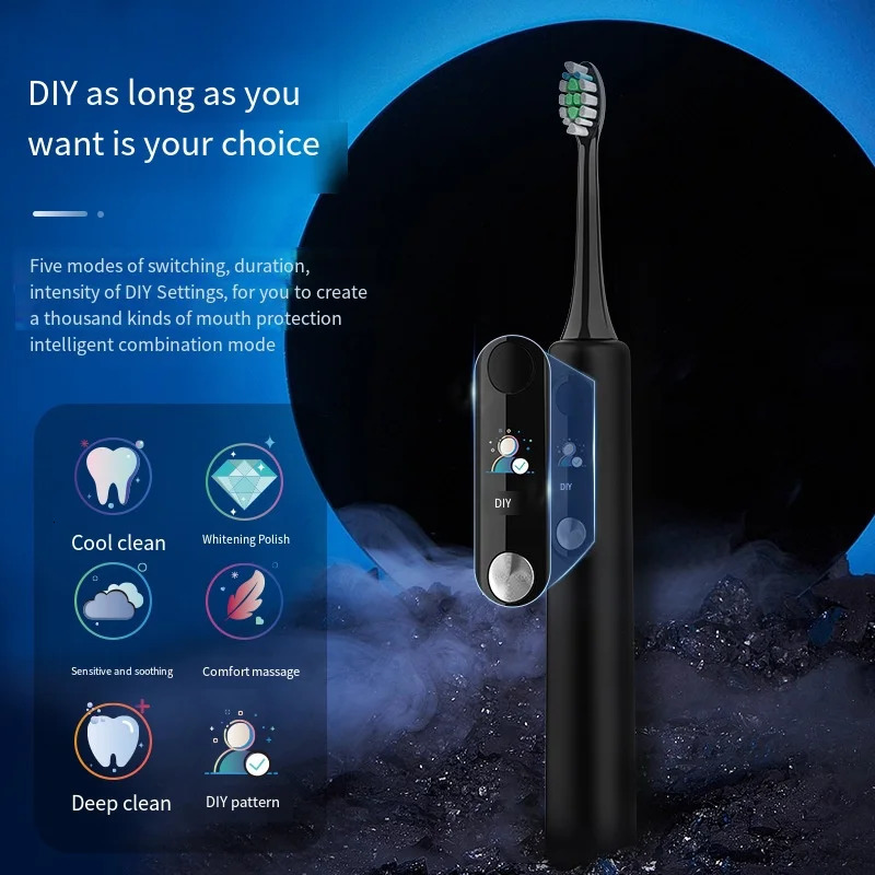 Intelligent Magnetic Suspension Ultrasonic Electric Toothbrush Rechargeable Soft Bristles Waterproof Screen Visualization DIY 250604