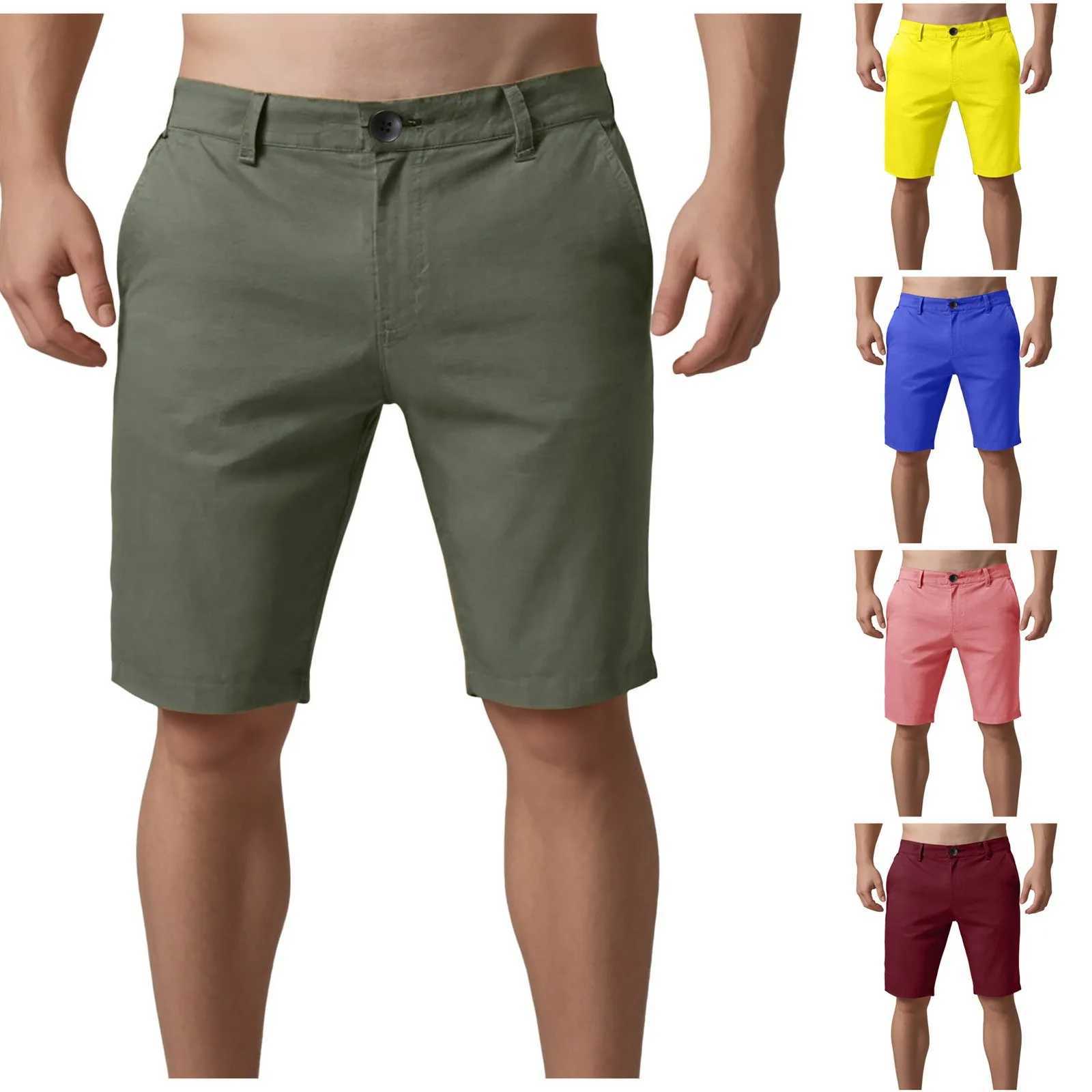 Men Shorts Summer Cotton Middle Waist Male Casual Business Men Shorts 2025 Solid Beach Stretch Chino Classic Fit Short Homme XJ250605