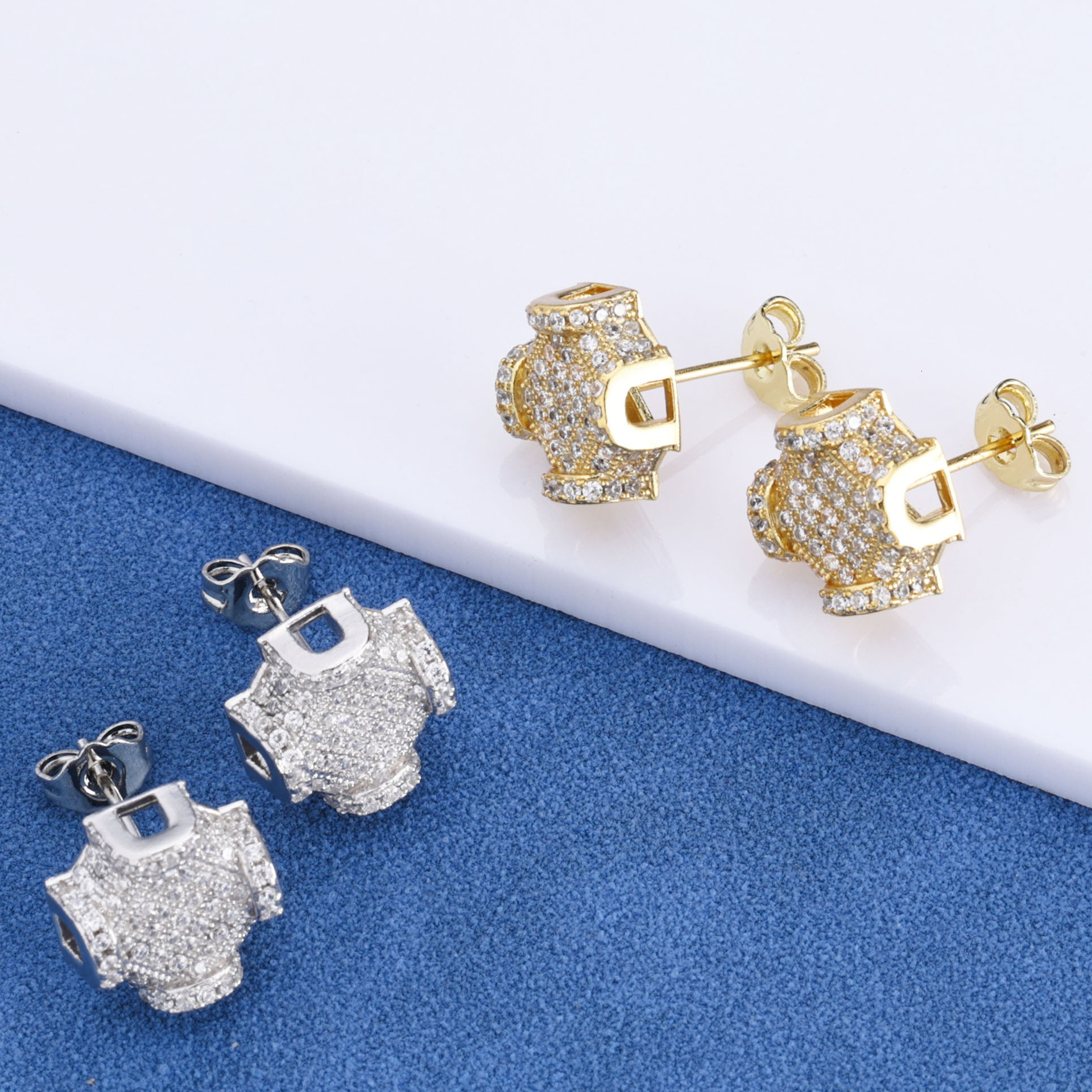 Hip Hop Personality Full Diamond Mens Earrings Trendy Jewelry High-end Moissanite Earrings