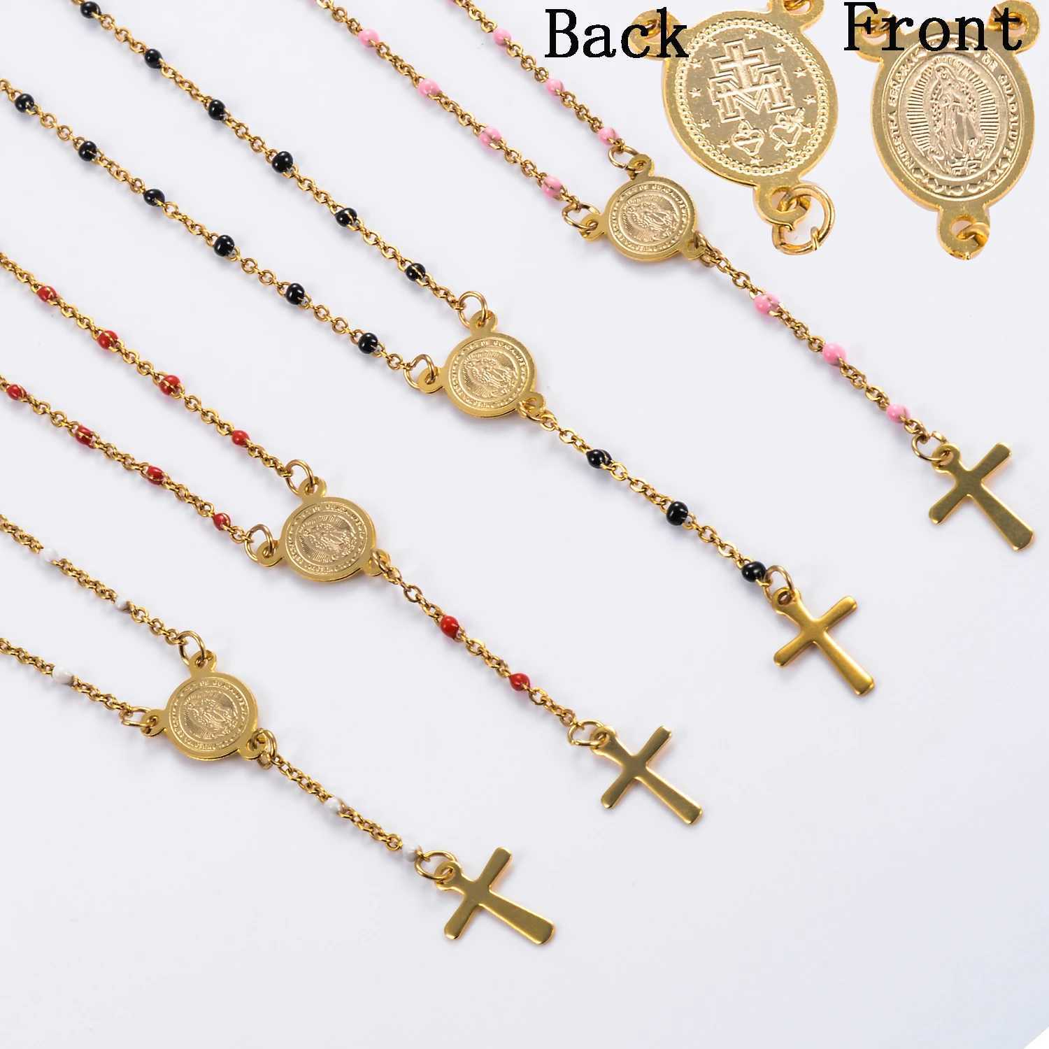 Stainless Steel Rosary Beads Christianity Necklaces Jesus Long Chains For Woman/Man Cross Pendants Christian Jewelry PrayerXJ250604