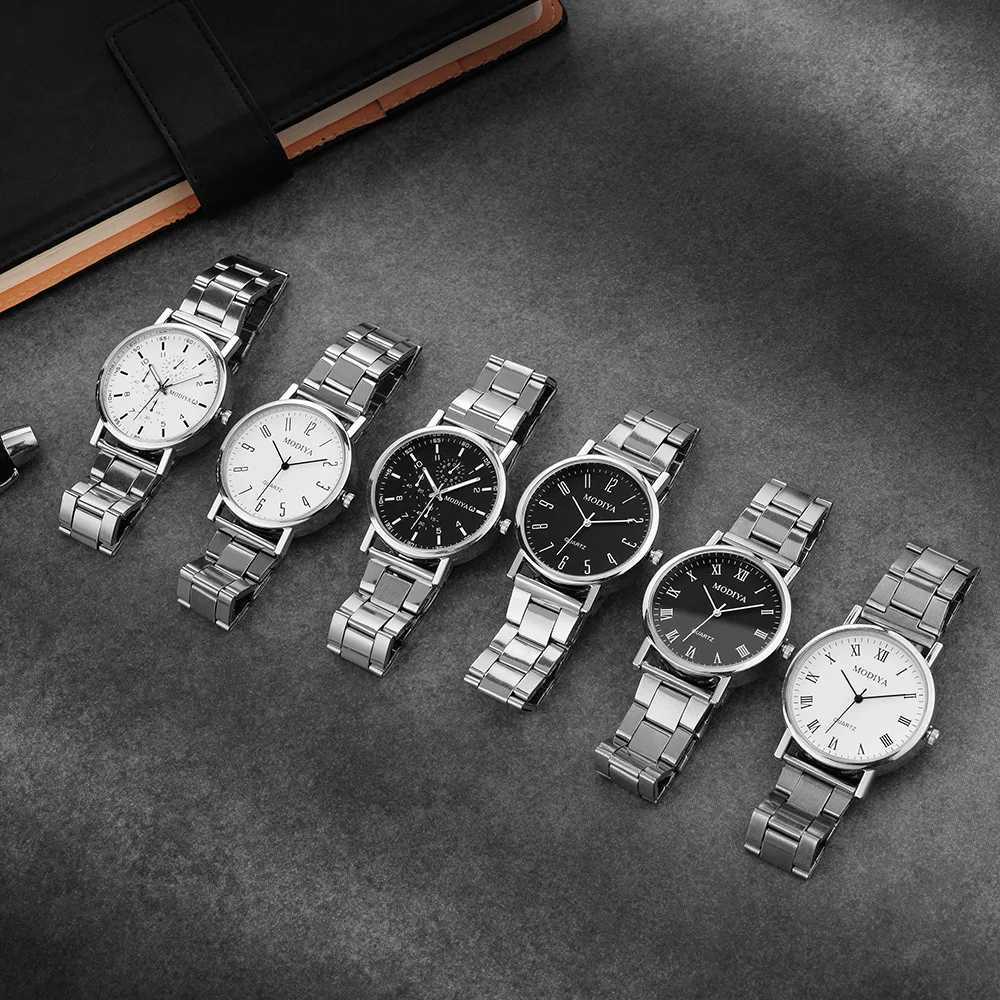 Mens Watch Casual Silver Alloy Band Male Quartz Watches Y250605