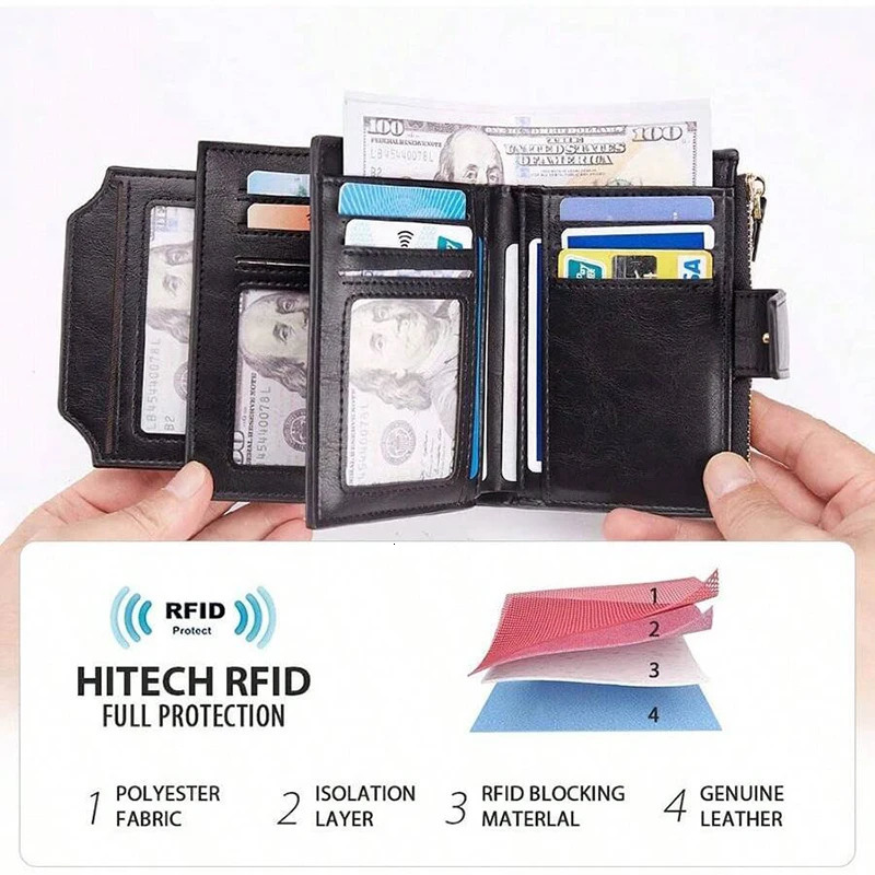 Credit Card Holder Wallet for Men and Women Purse RFID Blocking Leather Money Bag Gifts 250605