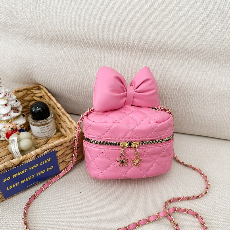 Top brand high-quality new free designer bag fashionable and sweet little princess quilted bow candy colored shoulder width bag new free designer bag