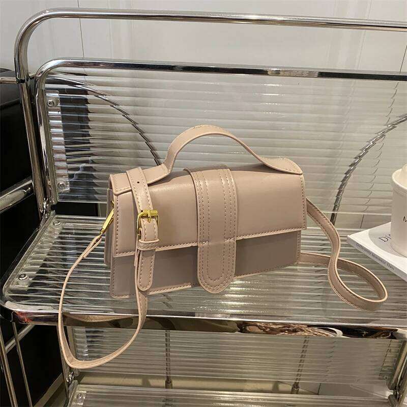 Stylish Ladys Leather Shoulder Tote - Designer Cross Body Purse Golden Trim Details