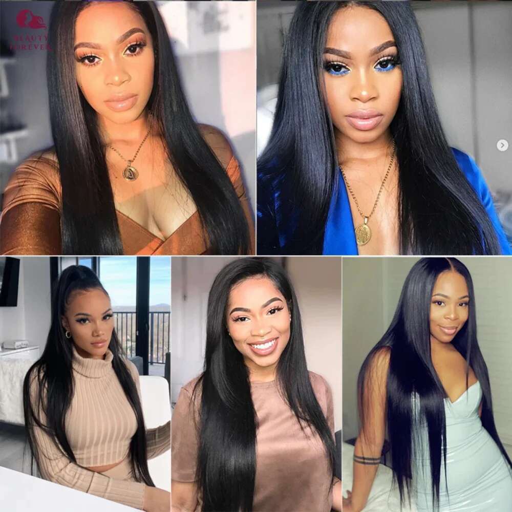 Beautyforever Grade 12A Straight Bundles Brazilian Unprocessed Human Hair Weft With 4x4 Lace Closure
