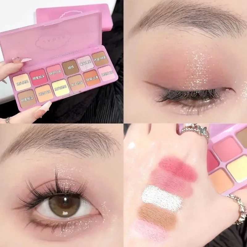 New 2-Color Eyeshadow Palette Orange Brown Pink Glitter Pearly Eye Shadow Palette Shiny Eye Shadow Long-lasting Eyes Make Up W250605