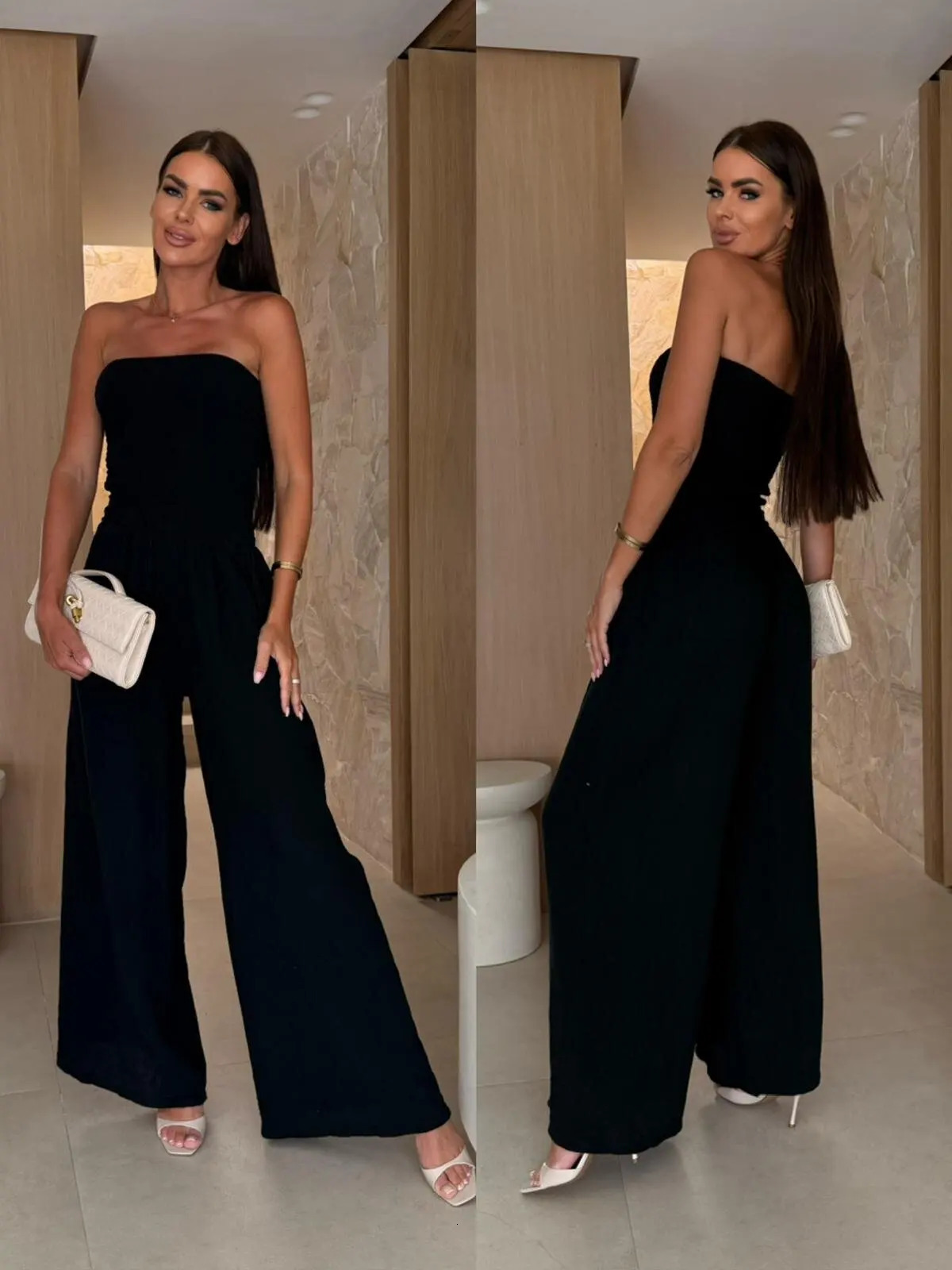 Dress Women Fashion Summer Latest Style Elegant Solid Color Sleeveless Backless Slim Fit Pleated Strapless Jumpsuit for 250604