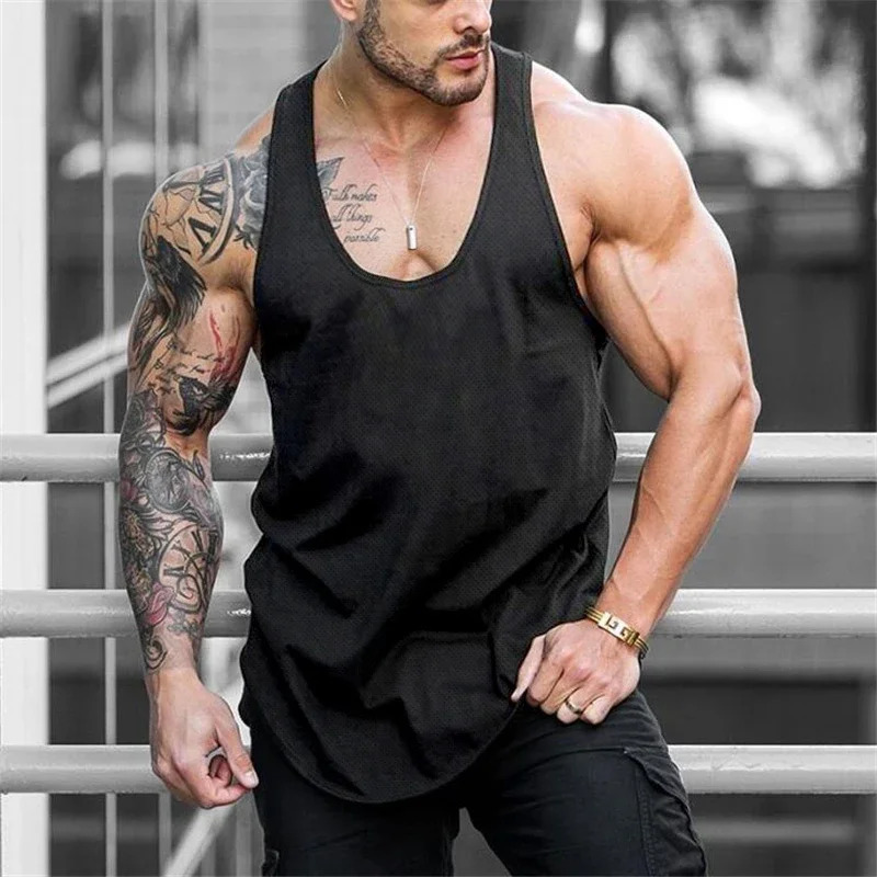 Plain Gym Workout Bodybuilding Sport Vests Men Fitness Muscle Sleeveless Y-back Shirt Summer Mesh Quick Dry Breathable Tank Tops 250605